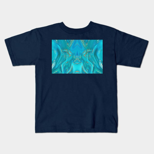 Liquid blue aquamarine background Kids T-Shirt by Choulous79